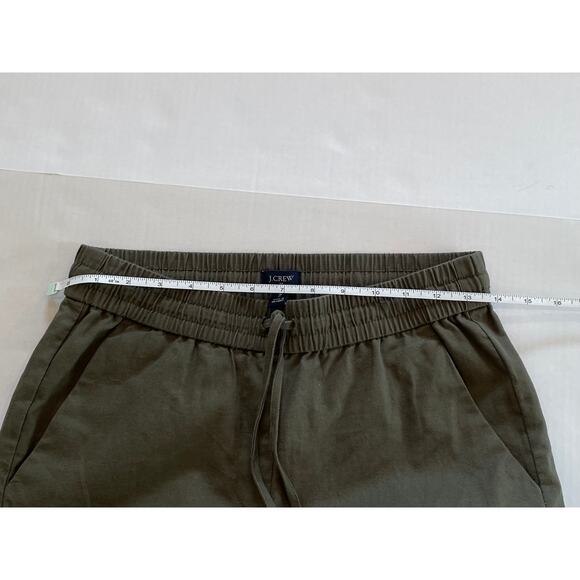 J. Crew Factory Olive Green Linen Blend Drawstring Cuffed Ankle Pants, Size 2 - Picture 9 of 13